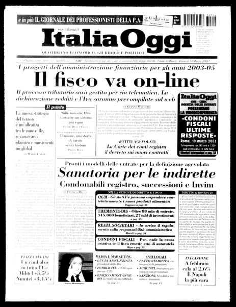 Italia oggi : quotidiano di economia finanza e politica